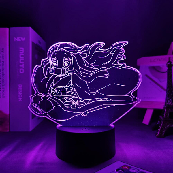 Demon Slayer Nezuko Kamado lampa Anime Ljus 3D LED Nattlampa 16 Färgväxlande Bordlampa för Heminredning Dekorativ Julgåva