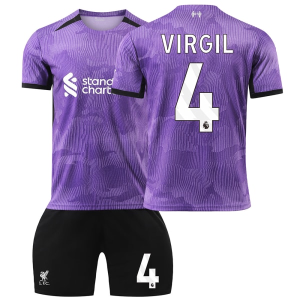 2023-2024 Liverpool 2. udebanesæt til børn - nr. 4 VIRGIL#XL No.4 VIRGIL #XL