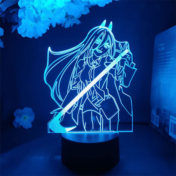 WJ 3D Lampe Anime Chainsaw Man Figur Power Lampe Farverig Led Illusion Natlys Soveværelse Sengekant Dekoration Julegave Manga Chainsaw Man Lys