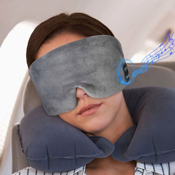 Sovmask med trådlösa Bluetooth-högtalare, hörlurar pannband för sidosovare, julklappar för män kvinnor.