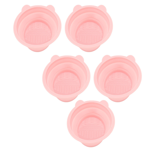 5 st Makeup Brush Cleaner Silikon Elastisk Borste Rengöring Scrubber Skål för Borstar Puder Puffar Svamp