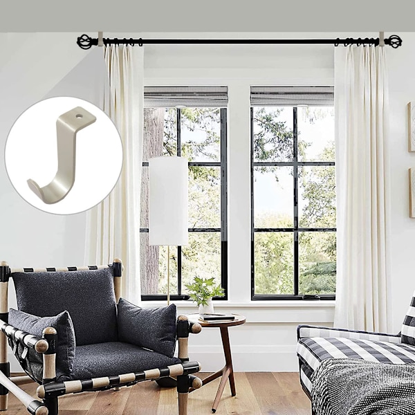 Gardinstångsbeslag för takmontering, Draperi stånghållare för 1\" diameter stång, Set om 3, Silver