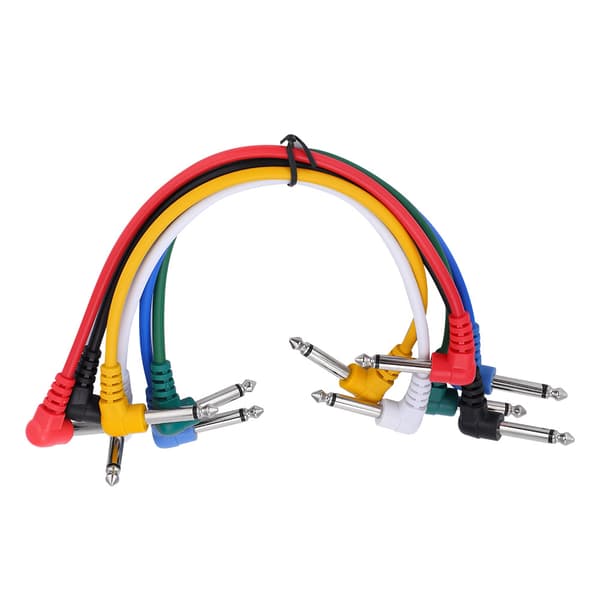 6 stk. Effektpedal Audio Stik Patch Kabel Ledning Vinkel til Basguitar