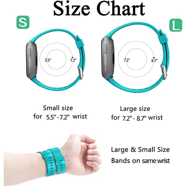 Det smarta watch är kompatibelt med Fitbit versa Smartwatch, versa 2 och versa Lite se klockor för kvinnor och män（Turquoise-S）