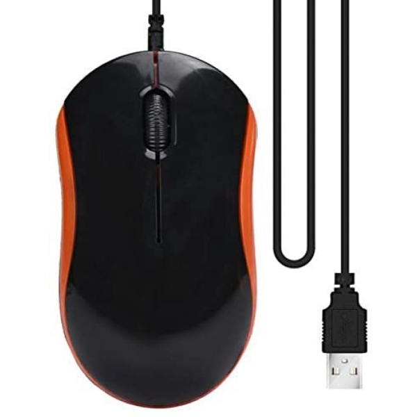Kabelansluten optisk minimus, stilig USB portabel kontorsdatormus för PC och bärbar dator Svart