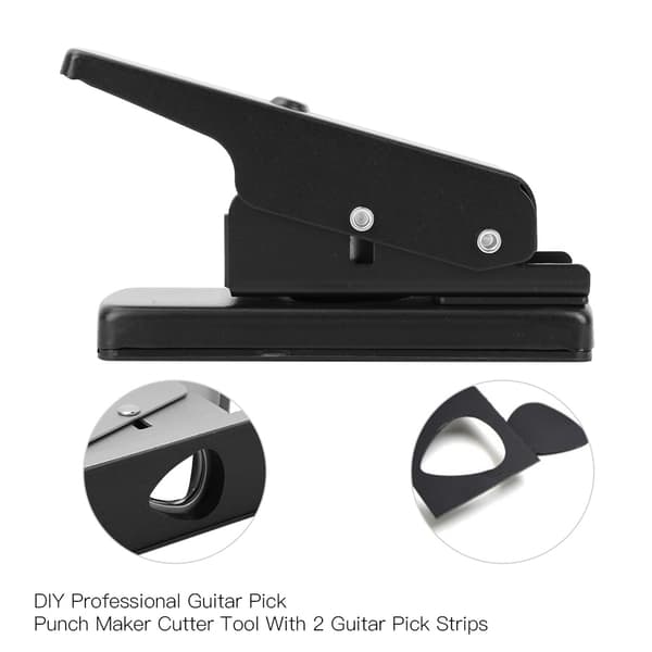 DIY Guitar Pick Punch Maker Cutter Tool Med 2 Guitar Pick Strips (Sort)