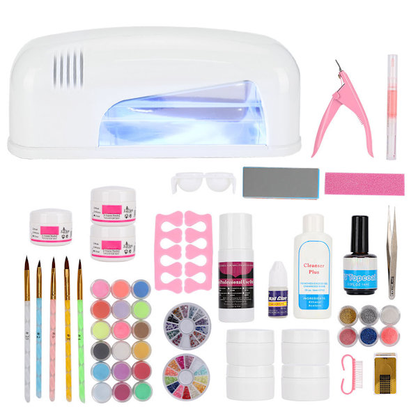 906 Neglekunst Hærdende Lampe UV Gel Neglekunst Værktøjer Akryl Pulver Neglekunst Manicure KitUS Stik 110V