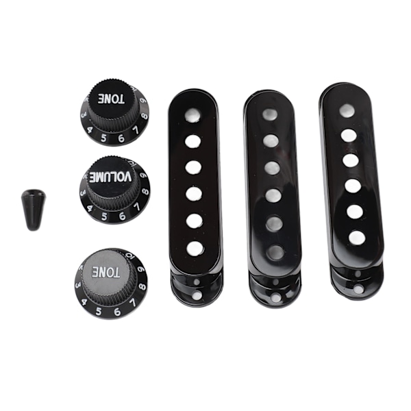 Gitarr pickup-kåpa ratt set 6 hål enkel spole 2 ton 1 volym switch spets ersättningsdelar för Fender svart