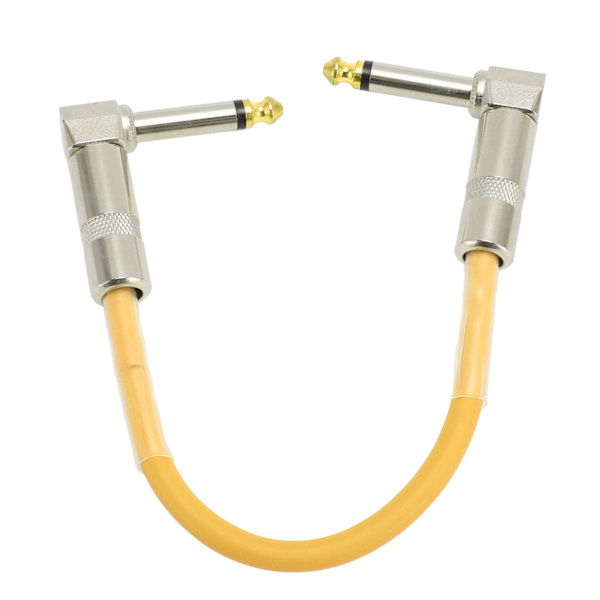 6 st gitarr patchkabel 6 tum 6,35 mm rätvinklig ljudkabel för effektpedal mixer förstärkare elgitarrer basar gul