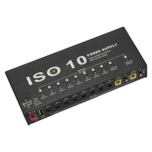 Gitarpedal Strømforsyning 10 Isolerte Utgang Multi Effekt Strøm med 2 Justerbar SpenningUS Plugg 100‑240V