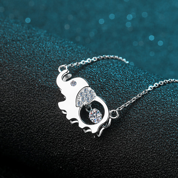 Zircon Elephant Pendant Halsband 5mm S925 Silver D Färg Ideal Cut Diamond Halsband för kvinnor