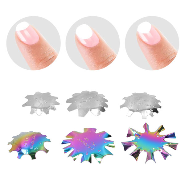 6 st. Rostfritt Stål Fransk Nagelspa Nagelkanttrimmer DIY Enkel Linje Nagelmall Verktygssats