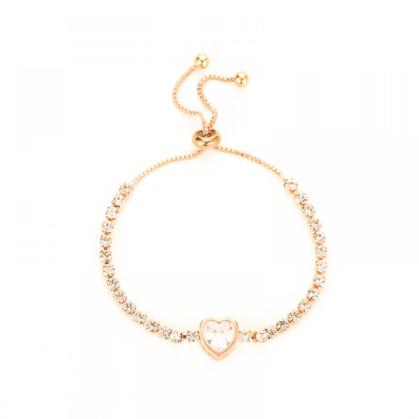 Rose Gold Zircon Armband, Mode Armband, Enkelt Och Fräscht Diamant Inlagt Dam Armband För Flickvän