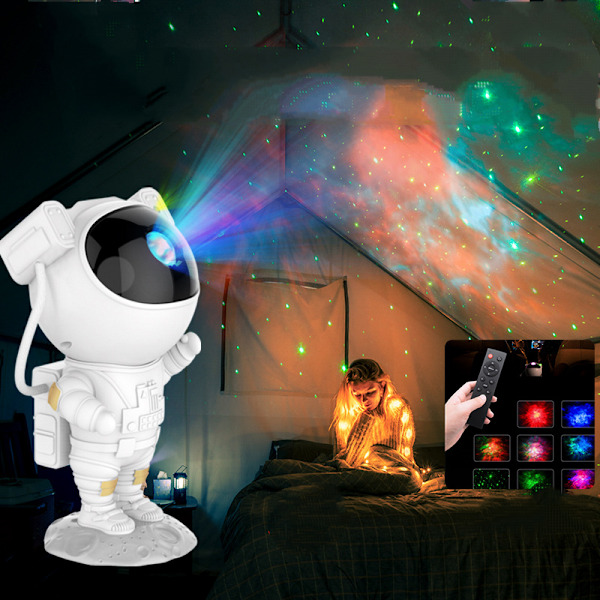 Astronaut Stjärnhimmel Projektor med Fjärrkontroll LED Stjärn Nebuli Nattljus USB-driven Jul Fest Barn Hem Sovrum Dekor Gåvor