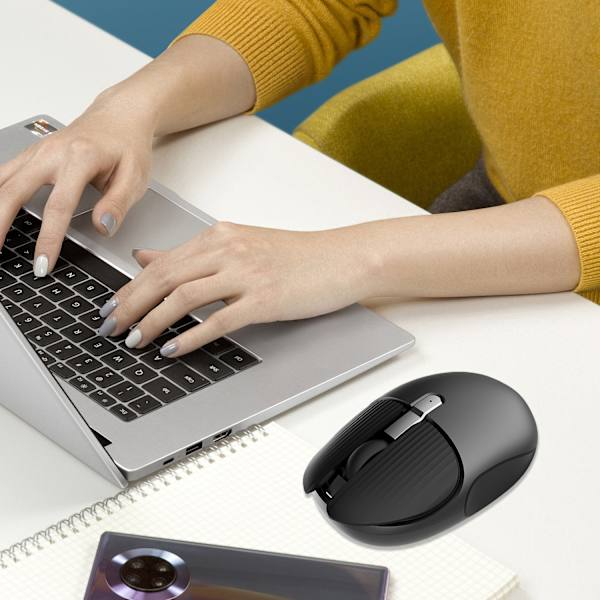 2.4G trådlös tyst mus, ergonomisk optisk kontorsmus kan laddas (grå)