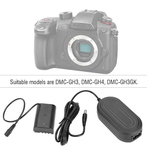DMC-GH3 GH4 Strömadapterkabel DMW-AC8 med DMW-DCC12 Dummybatteri