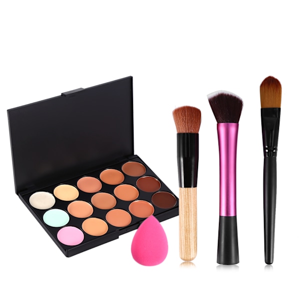 Kosmetiska borstar Concealer Palett Kit Foundation Puder Puff Makeup Borste Set Verktyg