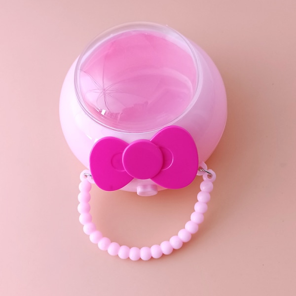 Söt rosett Akryl Rymdväska Förvaringslåda Genomskinlig godisask Smyckeskrin Barns rund bärbar låda Leksakslåda (rosa)
