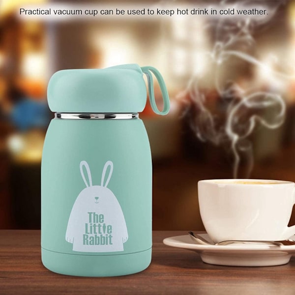 Vakuumkopp Isolerad Kaffeeflaska, 320ml Mini Vakuummugg Söt Termos, Rostfritt Stål Mini Termos Resmugg, grön