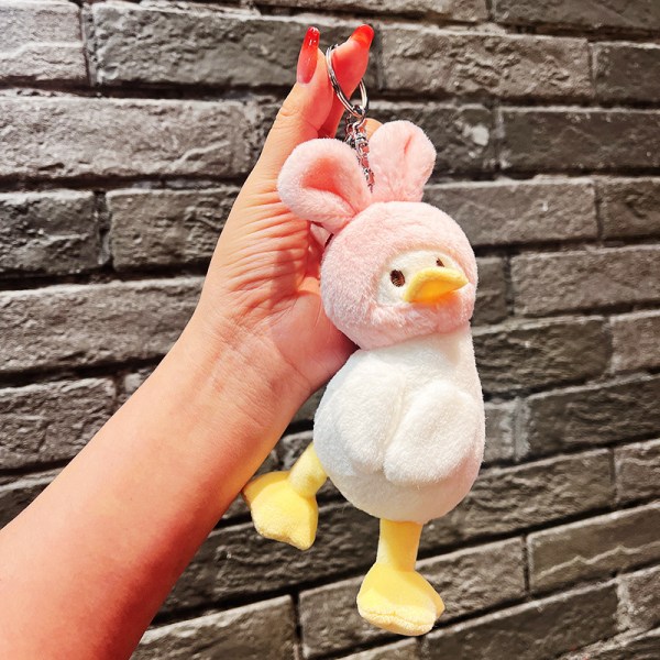 Söpö pieni nukke, pari laukku riipus, pehmolelu nukke avaimenperä, nukke riipus Plush Head Cover Duck Rabbit