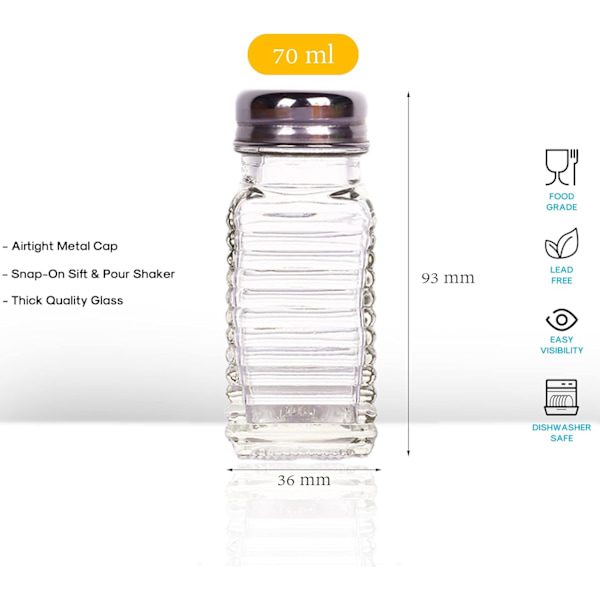Salt- og pebersæt med rustfrie toppe, sæt af 2 (stribede rektangulære shakere) Striped rectangular Shakers
