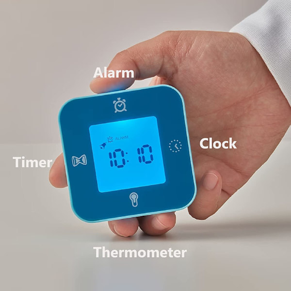 Klocka/Termometer/Alarm/Timer, 4 Funktioner Skrivbordsklocka (Blå)