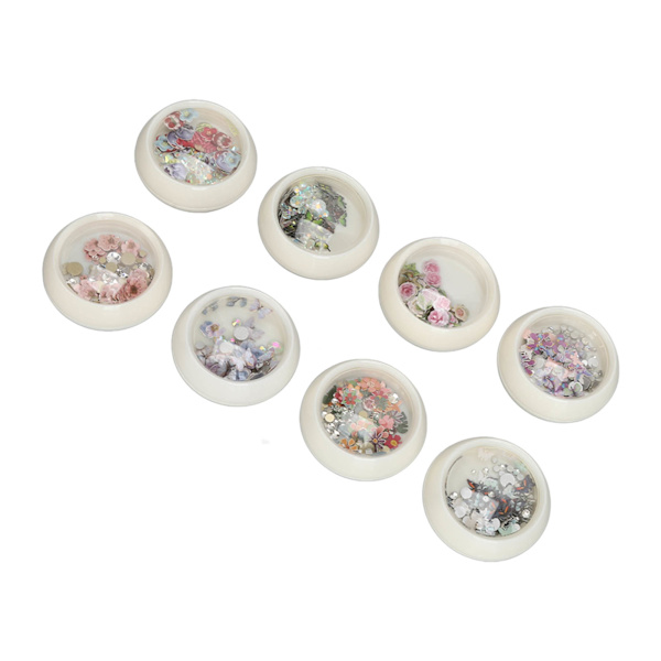 8 st Resin Blandade Nagelpaljetter Färgglada Nagelkonst Nagelglitter Paljetter Flakes DIY Design Manikyr Dekorationer