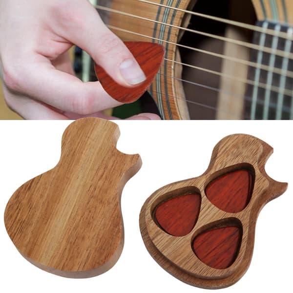 Gitarrplektrum Box Set Mahogny Gitarr Form Fall Delikat Musikinstrument Tillbehör