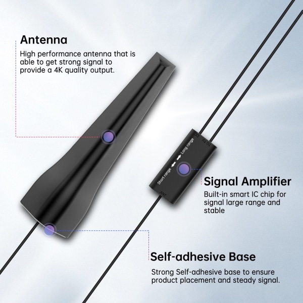 Choise Digitaalinen TV-antenni 300 mailin kantama Sisätiloissa 1080P HD-signaalin vahvistin ilmaisille kanaville