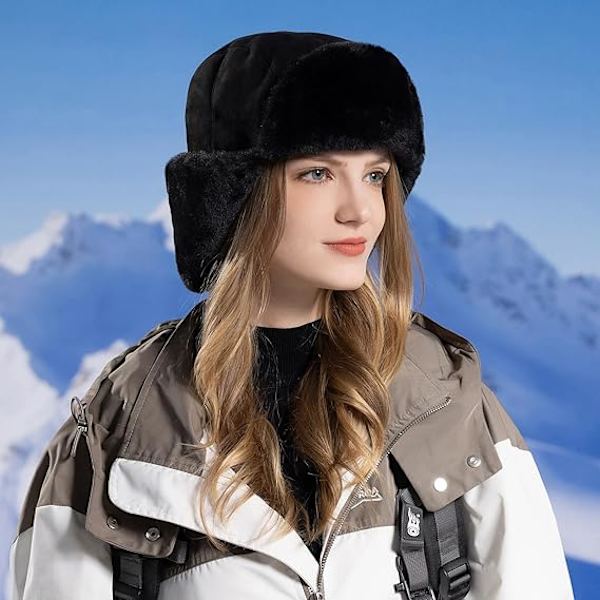 Vintermössa för kvinnor och män med öronlappar, Ushanka, Aviator, Trooper, jakt, utomhus, skidåkning, snö, vindtät, 01