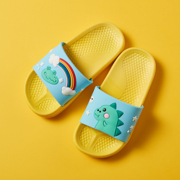 Pojkar och flickor sandaler tofflor dinosaurie sommar halkfri mjuk simbassäng utomhus strand inomhus badrum bad ---- Ljusgul（Storlek 26/27）