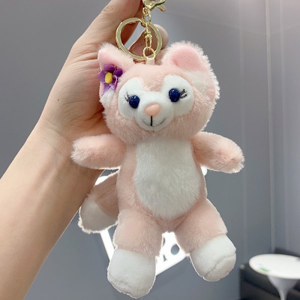 Söpö pieni nukke, pari laukku riipus, pehmolelu nukke avaimenperä, nukke riipus Plush Beibei Fox Standing Pink