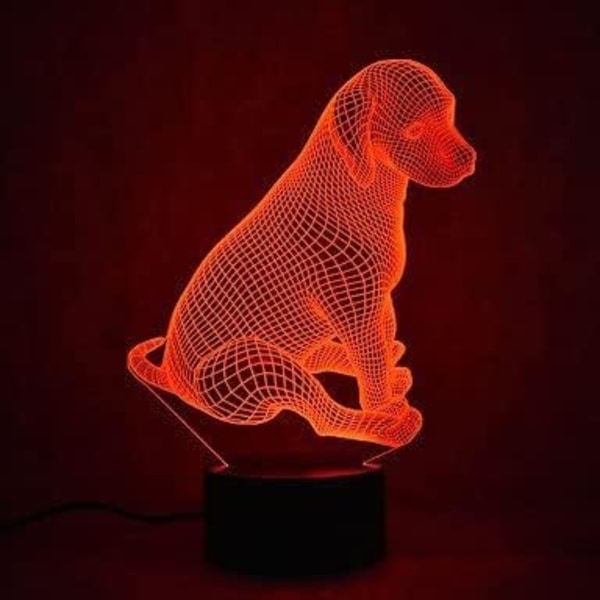 WJ 3D Hund Nattlampa Bord Skrivbord Optisk Illusion Lampor 16 färgskiftande lampor LED Bordslampa Xmas Hem Kärlek Födelsedag Barn Barn Dekor Leksak Present