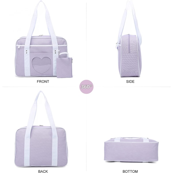 AVEKI Ita Bag Hjärta Japansk Skolväska Stor Anime Axelväska Kawaii Handväska för Kvinnor, Lila