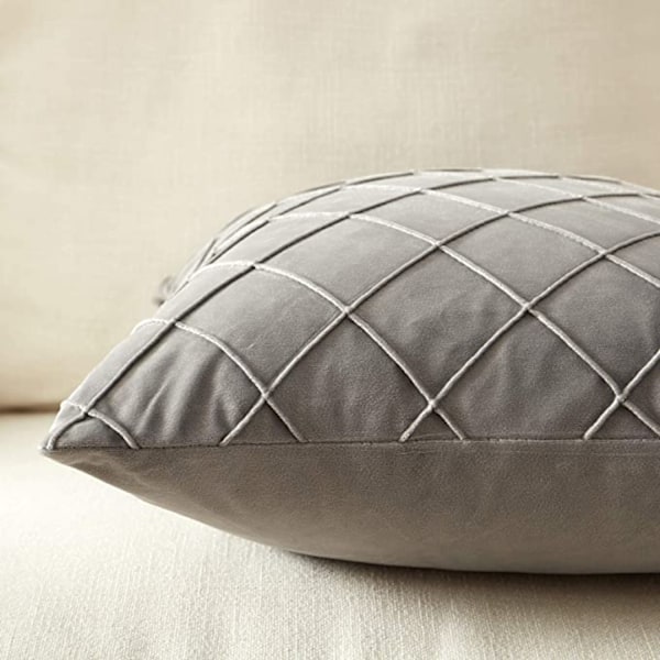 Sammetskuddar Dekorativa Kuddfodral 18x18 Mjuk Kuddfodral för Sovrum Utomhus (Grå)
