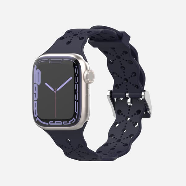 Apple iWatch 6/5/4/3/2/1 generasjon SE hul blonder solid silikonrem --- Midnight Blue（42/44/45MM）