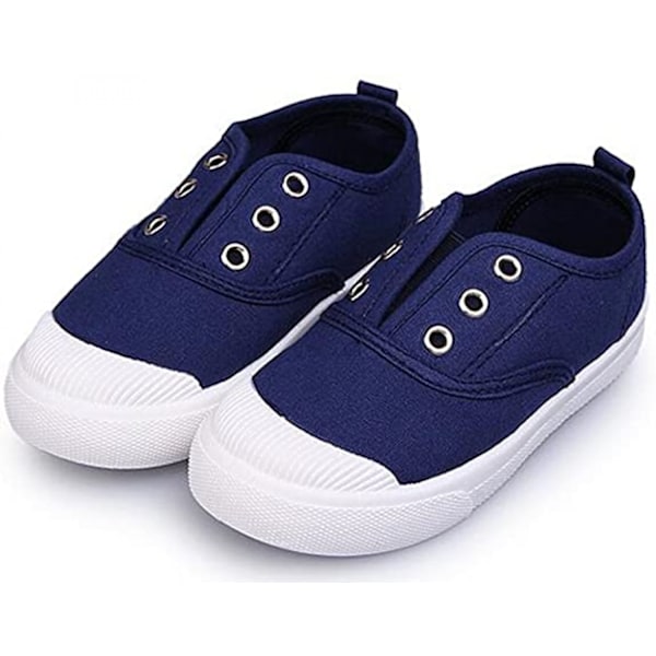Drenge- og pigesko i lærred, lette slip-on sneakers, løbesko - blå (størrelse 33)