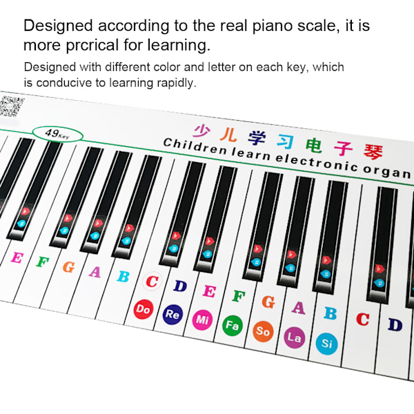 88-näppäiminen Simuloitu Paperinen Elektroninen Keyboard-Tarra Lapsille Pianon Harjoitteluun (T-2)