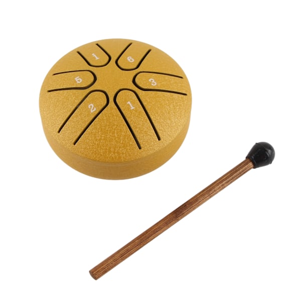 Håndpan Tromme Professionel Mini 6 Note Worry Free Tunge Tromme Percussion Instrument med Trommestik Guld