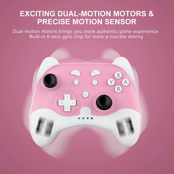 Switch Pro Controller til Nintendo Switch/Switch Lite/OLED, Trådløs Switch Controller med LED-lys og Wake-up-funktion, Ergonomisk skridsikker