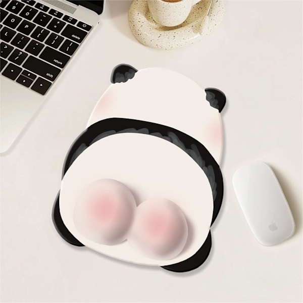 Ergonomisk musemåtte med håndledsstøtte, Sød Panda musemåtte med håndledshvile, Smertelindrende musemåtte, Musemåtte til computer, bærbar, O white