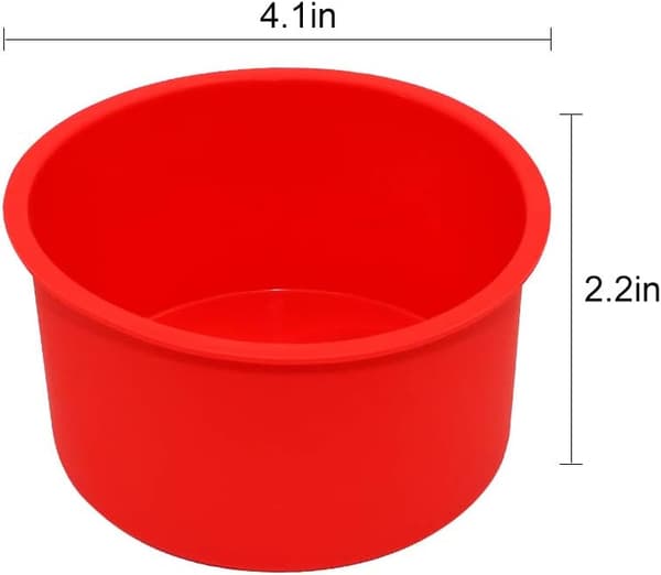 Silikon Kageform Bageform Rund 4 Tommer Non-Stick Bageform Genanvendelig Kageform, Rød, Sæt af 6 Red