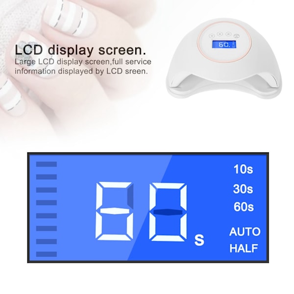 48W LED Manicure Lampe Led Neglelampe Negle Tørrer Auto Timer Negle Tørrer Manicure Værktøj (Hvid )
