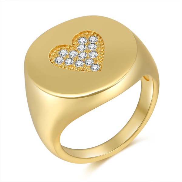 Kraftige gullringer - Signet Sings for Women, Dome Ring, Statement Ring, 18k gullbelagt rustfritt stålring, gull-hvit størrelse: 8