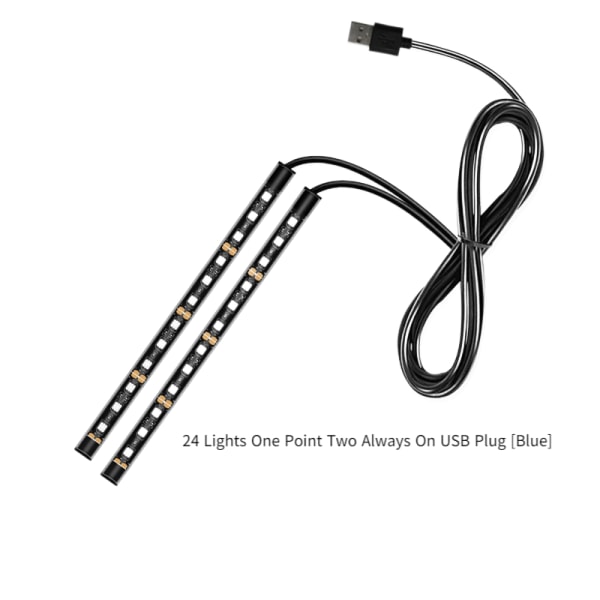 Bil Neon Light Ring-24 Lights One Point Two Alltid på USB kontakt [Blå]  (ett set) 0041 | Fyndiq
