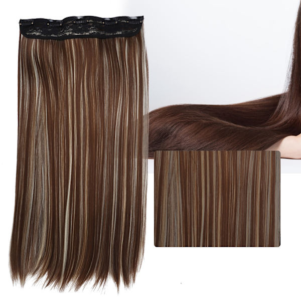 5 Clips En-delad Lång Rak Hårförlängning Perukbit Clip In Falskt Hårbit Styling 03#