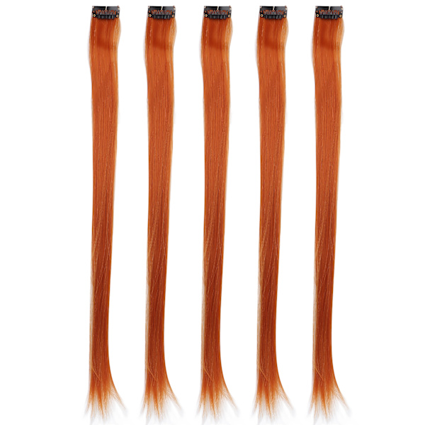 5 kpl Clip-in hiuslisäkkeet Värillinen Suora Hiusten Pidennykset Clip-in Hiusten Pidennykset Juhliin Cosplay Orange