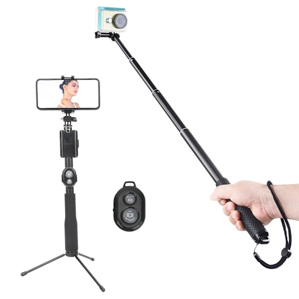 Actionkamera Handhållen Justerbar Selfie Stick Kamera Telefonklämma Stativ för Yi/GoPro