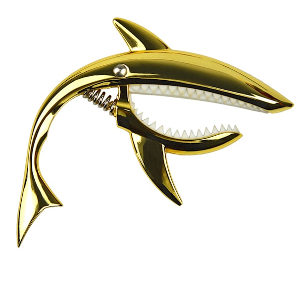 Shark Capo i zinklegering, mjuk och elastisk för akustisk gitarr, ukulele, mandolin, banjo, guld