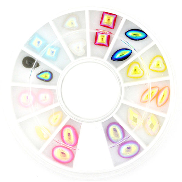 24 stk Resin Akryl Hjerte Oval Blandet Form Neglekunst Dekorasjon Paljetter Manikyr Sjarme